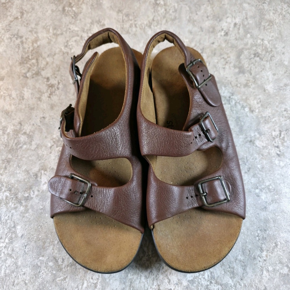 SAS Bravo Men's Brown Leather Comfort Sandals - Size 11.5 W *Barely Worn.